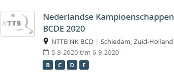 Nederlandse Kampioenschappen Senioren B-, C-, D- en E-licenties 2020